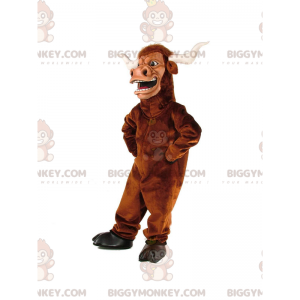 Costume da mascotte BIGGYMONKEY™ di bufalo marrone, costume da