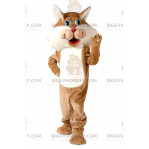 Brown and white cat BIGGYMONKEY™ mascot costume, giant cat