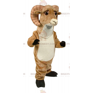 BIGGYMONKEY™ Mascot Costume of Brown and White Ram with Big
