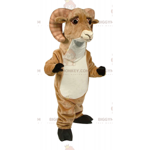Costume de mascotte BIGGYMONKEY™ de bélier marron et blanc avec