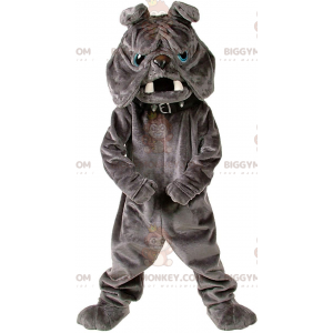 Στολή μασκότ Bulldog BIGGYMONKEY™, βελούδινη γκρι στολή σκύλου