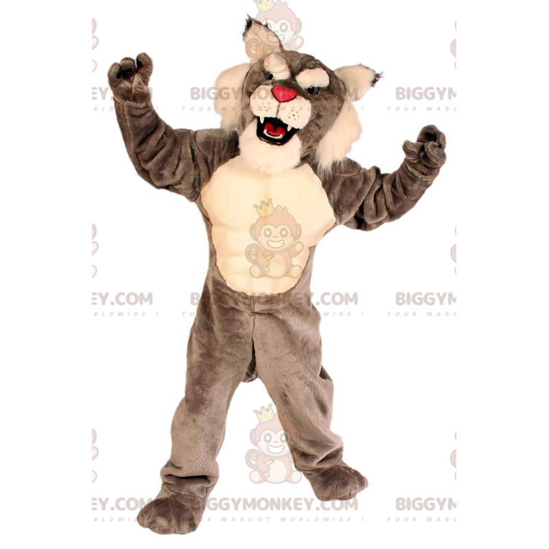 Kostium maskotki BIGGYMONKEY™ żbik szary i biały, kostium kota Kostium maskotki BIGGYMONKEY™ żbik szary i biały, kostium kota