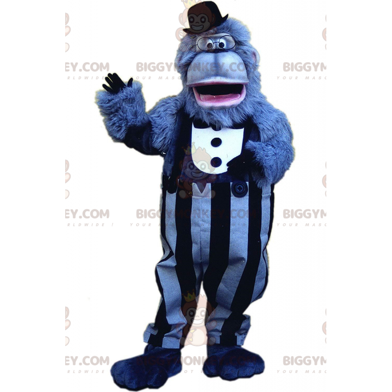Disfraz de mascota de gorila azul BIGGYMONKEY™ con atuendo Disfraz de mascota de gorila azul BIGGYMONKEY™ con atuendo