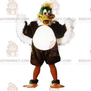 BIGGYMONKEY™ maskotdräkt brun, vit och grön anka, fågeldräkt -