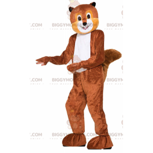 Traje de mascote BIGGYMONKEY™ esquilo marrom e branco, fantasia
