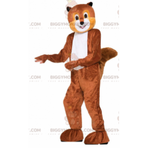 BIGGYMONKEY™ maskotdräkt brun och vit ekorre, skogsdräkt -