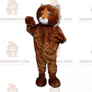 BIGGYMONKEY™ mascot costume orange, black and white tiger