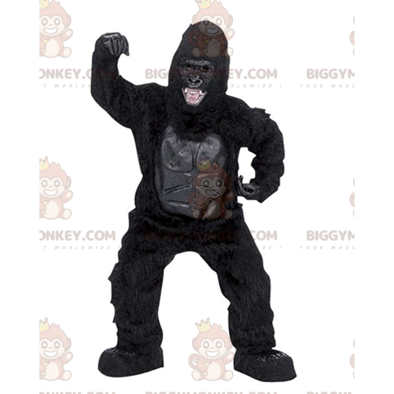 Traje de mascote BIGGYMONKEY™ de gorila preto muito realista e Traje de mascote BIGGYMONKEY™ de gorila preto muito realista e