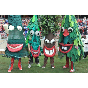 4 maskot jedlových zelených stromů BIGGYMONKEY™ –