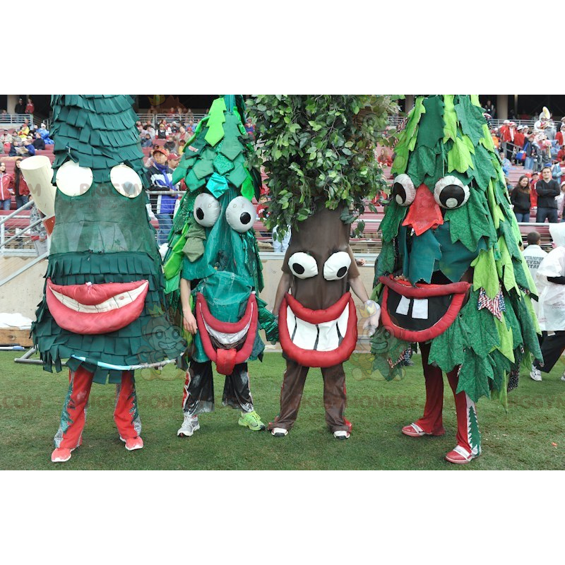 4 Mascotte degli alberi verdi degli abeti di BIGGYMONKEY™ - 4 Mascotte degli alberi verdi degli abeti di BIGGYMONKEY™ -