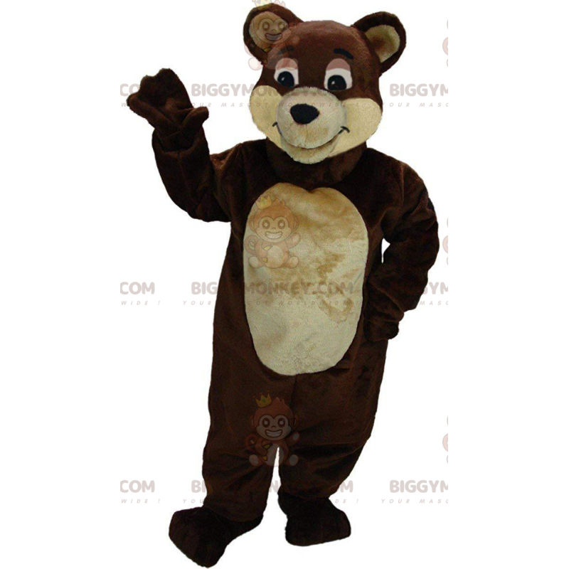 Καφέ και μπεζ teddy στολή μασκότ BIGGYMONKEY™, χαριτωμένη στολή αρκούδας - Μασκότ αρκούδας - BiggyMonkey.com
