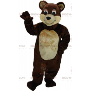 Καφέ και μπεζ teddy στολή μασκότ BIGGYMONKEY™, χαριτωμένη στολή αρκούδας - Μασκότ αρκούδας - BiggyMonkey.com