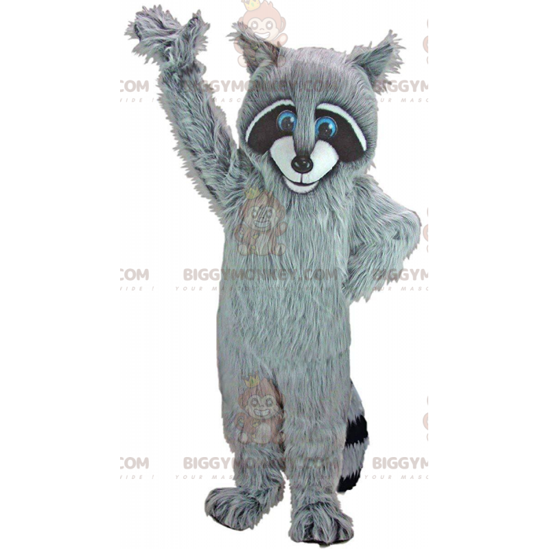 BIGGYMONKEY™ mascot costume tricolor raccoon, with cute blue BIGGYMONKEY™ mascot costume tricolor raccoon, with cute blue