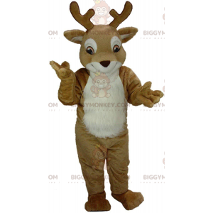 BIGGYMONKEY™ mascot costume brown and white deer, reindeer