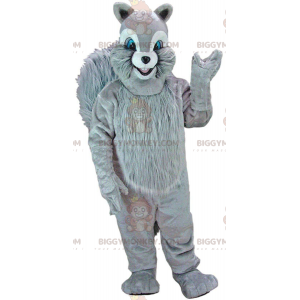 BIGGYMONKEY™ maskot kostume gråt egern med blå øjne, skov