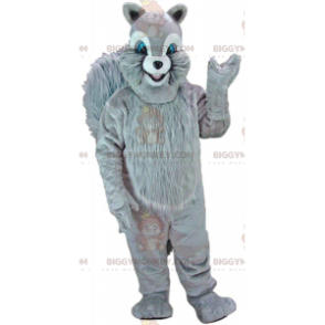 BIGGYMONKEY™ maskottiasu harmaa orava sinisillä silmillä