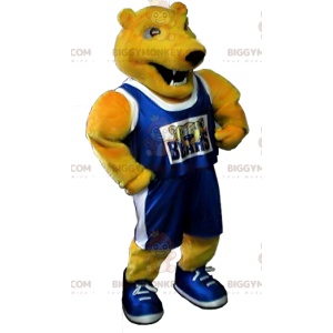Costume de mascotte BIGGYMONKEY™ d'ours jaune en tenue de sport