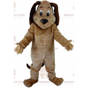 BIGGYMONKEY™ maskot kostume beige og brun hund, plys vovse