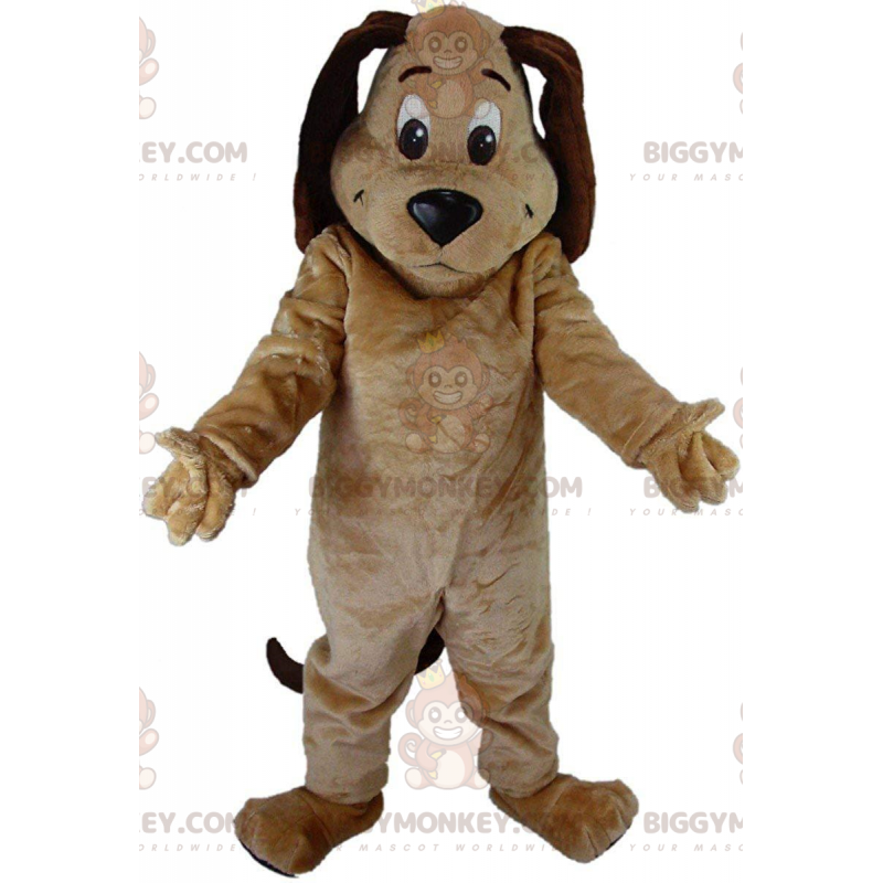 BIGGYMONKEY™ maskottiasu beige ja ruskea koira, pehmoinen