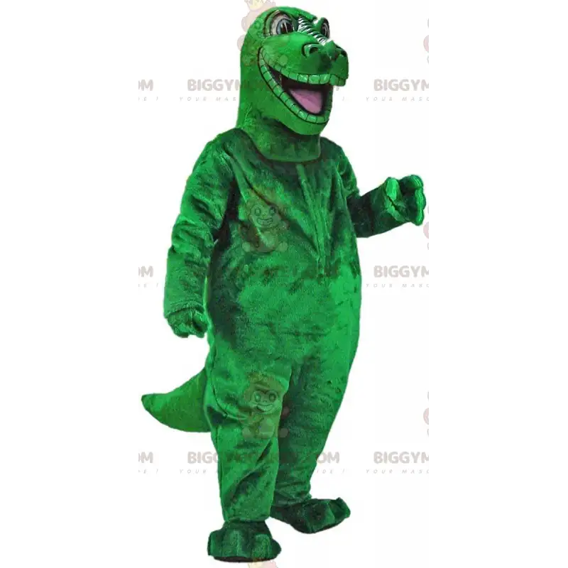 Fantasia de mascote de dinossauro verde BIGGYMONKEY™, gigante Fantasia de mascote de dinossauro verde BIGGYMONKEY™, gigante