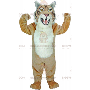 Kostým maskota BIGGYMONKEY™ béžový a bílý tygr, kostým obřího