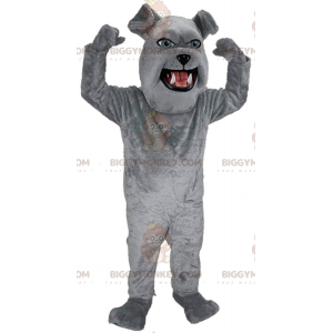 BIGGYMONKEY™ jättiläisbulldogin maskottiasu, pehmoharmaa koiran