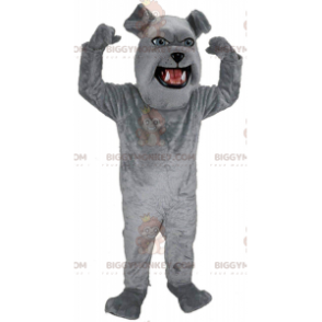 Στολή μασκότ BIGGYMONKEY™ Giant Bulldog, βελούδινη στολή γκρι