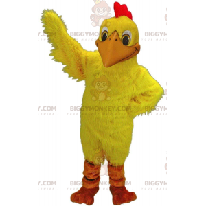 BIGGYMONKEY™ maskot kostume gul kylling, høne kostume, kæmpe