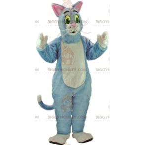 BIGGYMONKEY™ mascot costume blue and white cat, plush tomcat