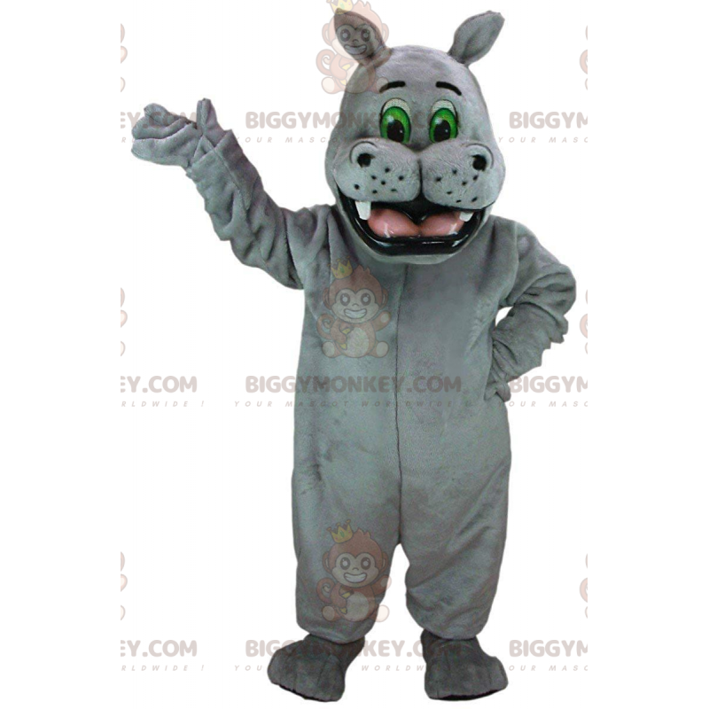 Disfraz de mascota de hipopótamo gris gigante BIGGYMONKEY™ Disfraz de mascota de hipopótamo gris gigante BIGGYMONKEY™