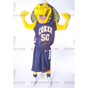 Costume de mascotte BIGGYMONKEY™ de serpent de cobra jaune vert