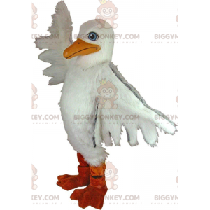 BIGGYMONKEY™ maskotkostume af kæmpe hvid måge, pelikankostume -