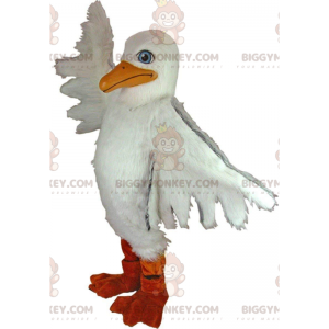 Costume de mascotte BIGGYMONKEY™ de mouette blanche géante