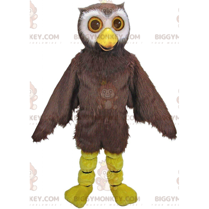 Disfraz de mascota BIGGYMONKEY™ de búho marrón y blanco Disfraz de mascota BIGGYMONKEY™ de búho marrón y blanco