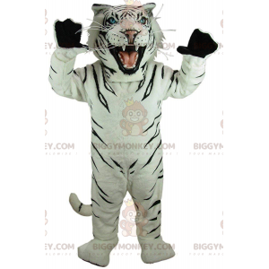 Costume da mascotte BIGGYMONKEY™ tigre bianca e nera, costume