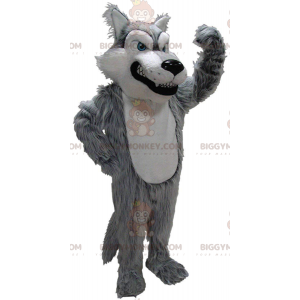 Disfraz de mascota BIGGYMONKEY™ de lobo gris y blanco, disfraz