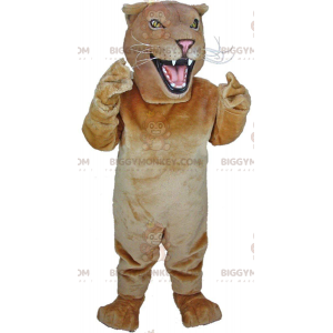 BIGGYMONKEY™ mascot costume beige lioness, ferocious feline