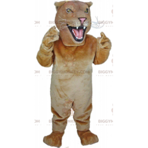 BIGGYMONKEY™ mascot costume beige lioness, ferocious feline