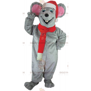 Costume da mascotte BIGGYMONKEY™ topo grigio con cappello e