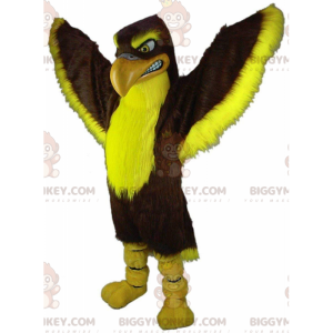 BIGGYMONKEY™ maskot kostume brun og gul høg, stor ørne kostume