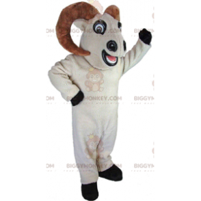 Horned beast BIGGYMONKEY™ mascot costume, giant white ram