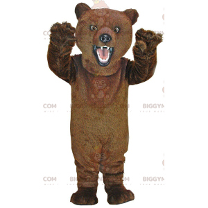 Fantasia de mascote BIGGYMONKEY™ de urso pardo muito realista