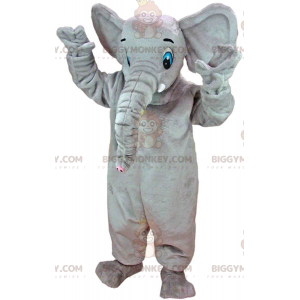 Stor grå elefant med blå øjne BIGGYMONKEY™ maskotkostume -