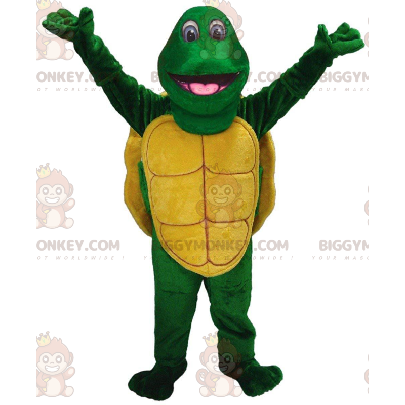 Disfraz de mascota tortuga verde y amarilla BIGGYMONKEY™ Disfraz de mascota tortuga verde y amarilla BIGGYMONKEY™