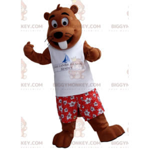 Kostým BIGGYMONKEY™ Maskot Hnědý svišť ve svátečním outfitu –