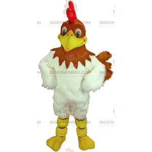 Costume de mascotte BIGGYMONKEY™ de poulet marron et blanc