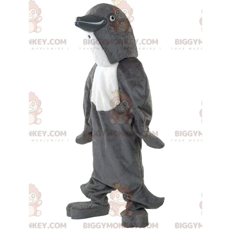 Disfraz de mascota BIGGYMONKEY™ de delfín gris y blanco, bonito Disfraz de mascota BIGGYMONKEY™ de delfín gris y blanco, bonito
