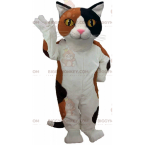 BIGGYMONKEY™ Mascot Costume of White, Brown and Black Cat with