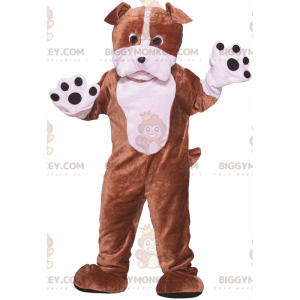 Brun och vit hund BIGGYMONKEY™ maskotdräkt, tvåfärgad hunddräkt