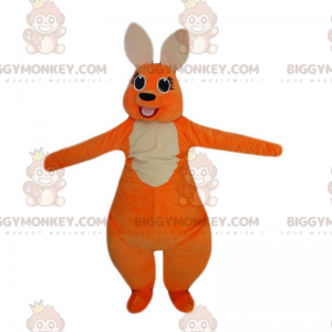 BIGGYMONKEY™ Maskotdräkt Orange och vit känguru med stor mage -
